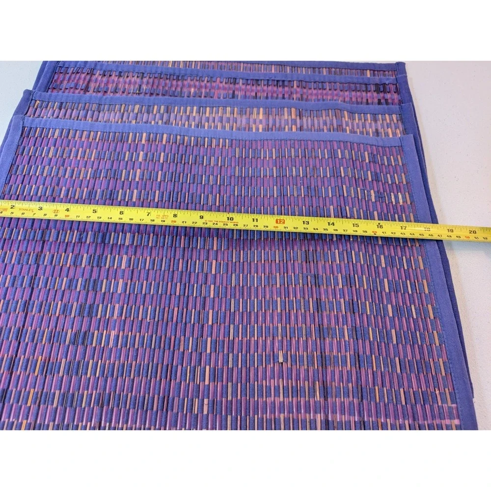 Living Quarters Woven Straw Placemats Purple Burgundy Set of 4 Made India